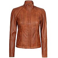Cognac Leather Jacket Womens