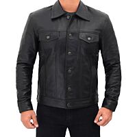 Shirt style leather jacket