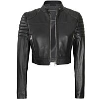 Cropped Black Moto Jacket