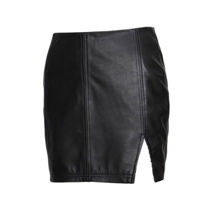 Leather Mini Skirt With Slit